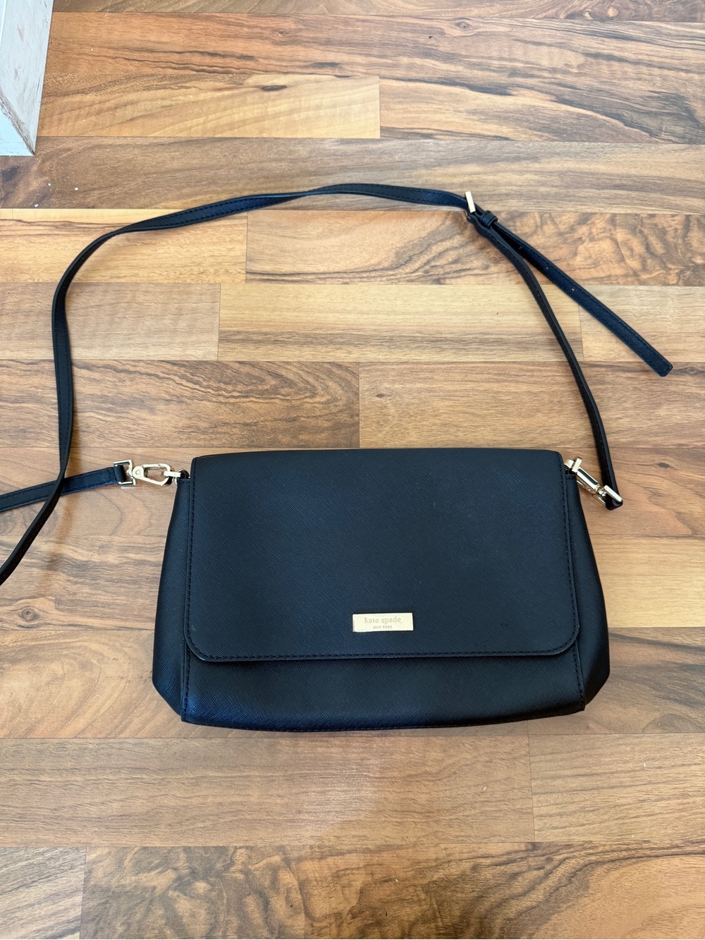 kate spade Black Crossbody with Gold Hardware